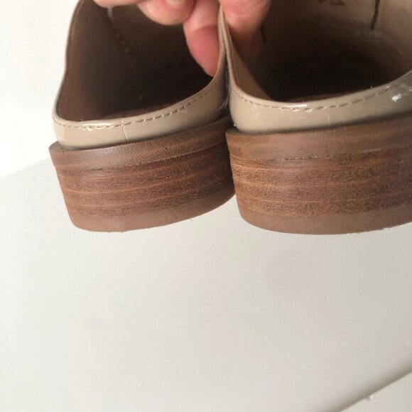 VINCE CAMUTO closed-toe tan patent leather slide/mule lace-up oxford look US 8M - Picture 11 of 15